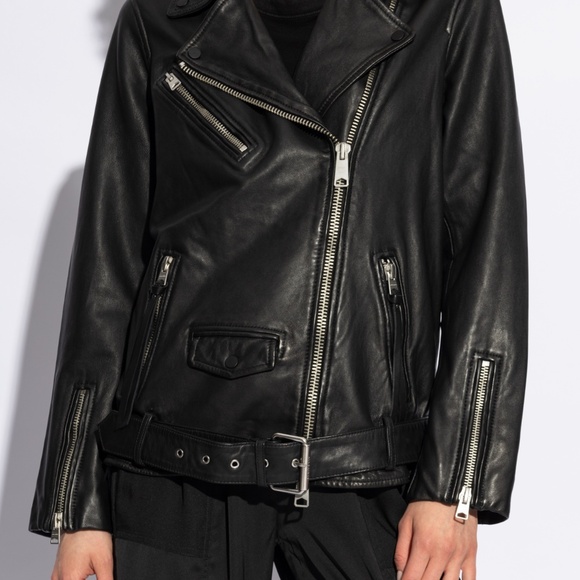 AllSaints Billie Black Leather Biker Jacket - Picture 5 of 5